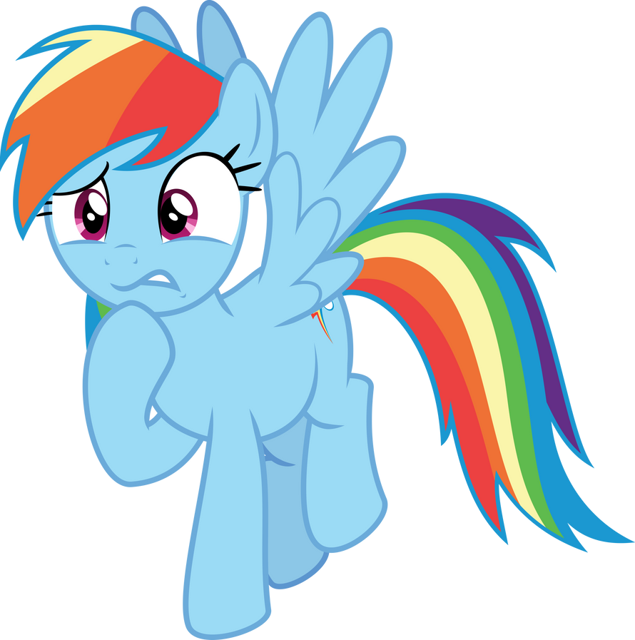 Rainbow Dash thinking about something