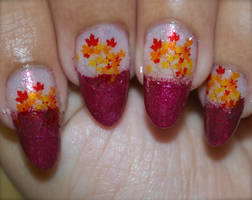 Fall Leaves Nail Art,