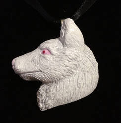 Albino wolf pendant