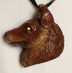 Brown wolf pendant
