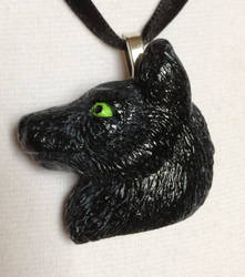 Black wolf pendant