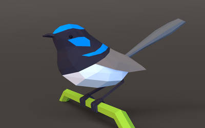 low-poly wren (wallpaper)