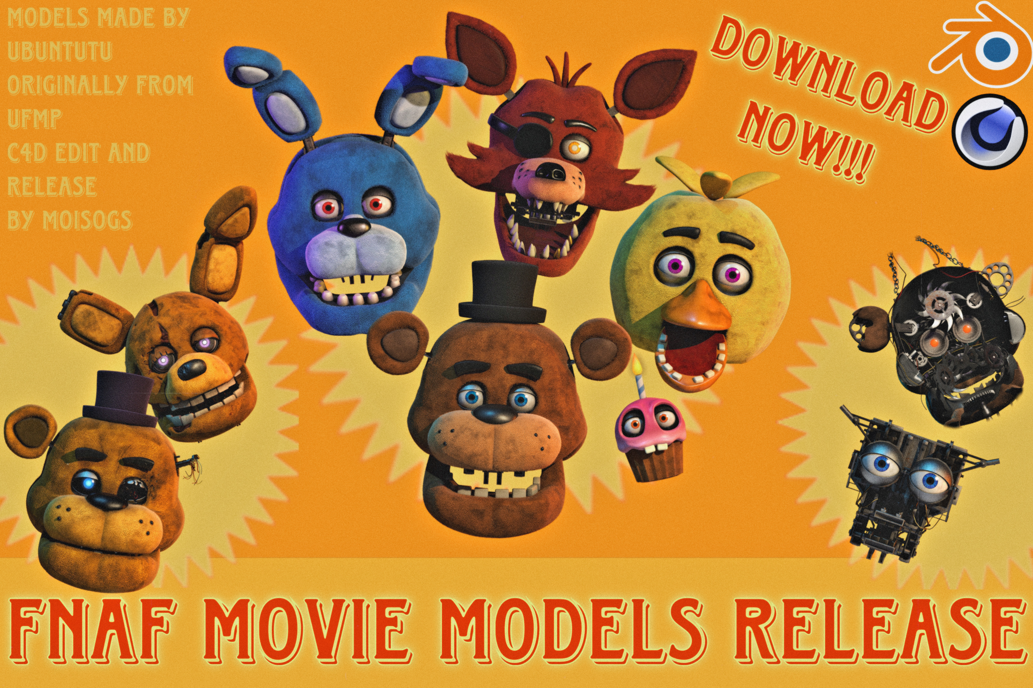 Golden Freddy movie model C4D by MoisoGS on DeviantArt