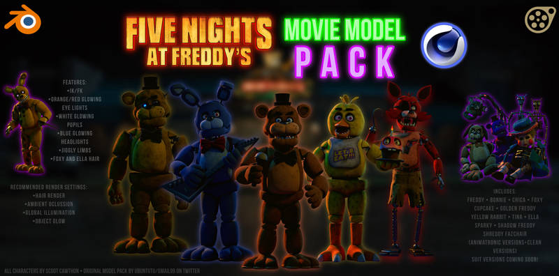 FNaF MOVIE model pack --- by Ubuntutu on DeviantArt