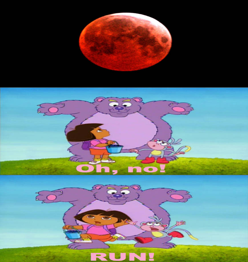 Backpack Dora Scared Dora and Boots get scared by the blood moon by GabetheSlacker on DeviantArt