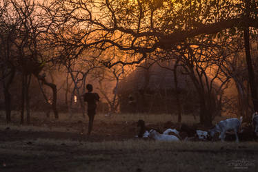 Sundown at the Mursi Village - Ethiopia