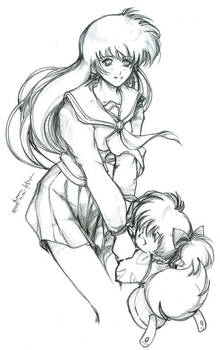 Lineart - Kagome n' Shippo -