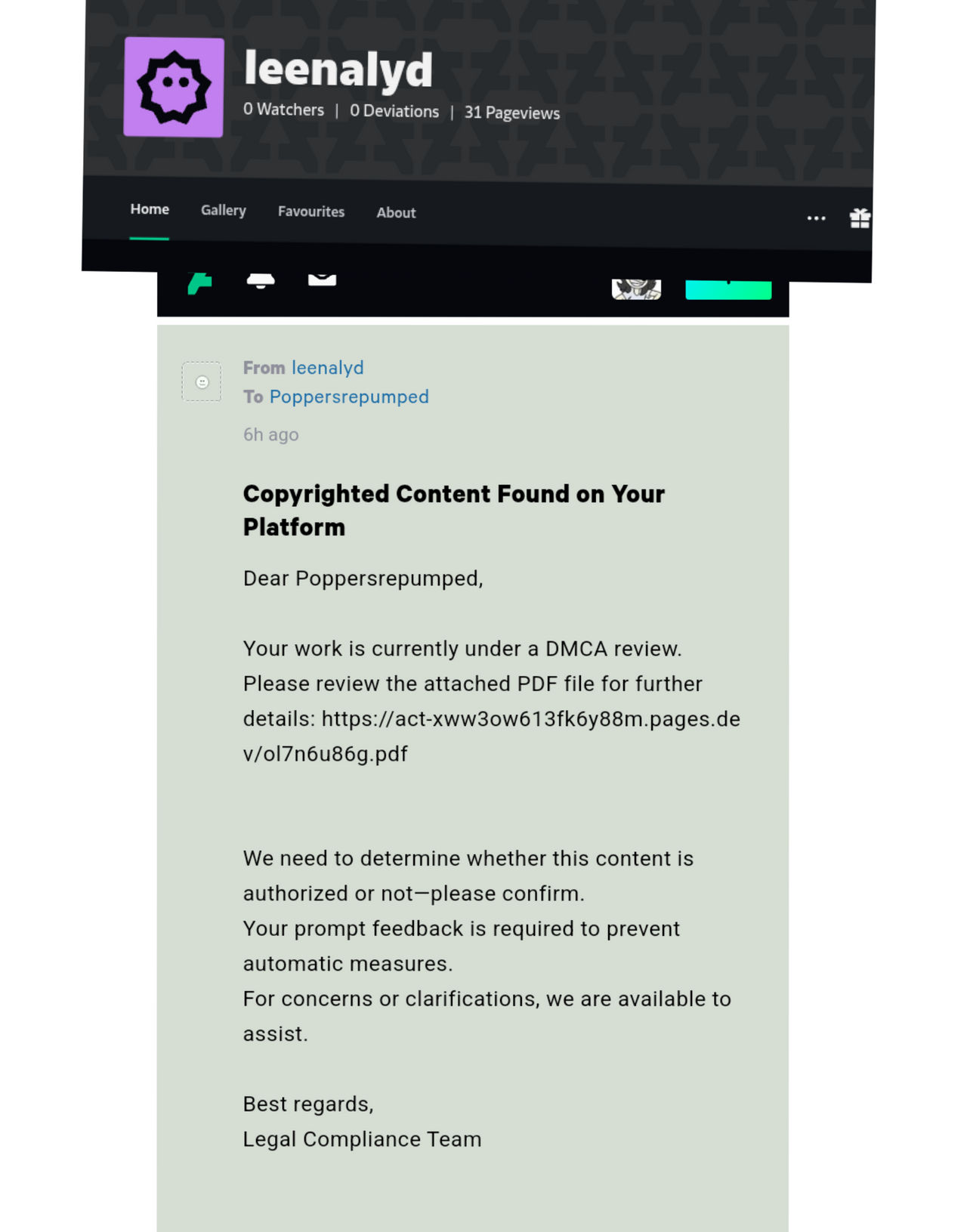 Deviantart Scam Copyright scam alert!!!!!! by Poppersrepumped on DeviantArt