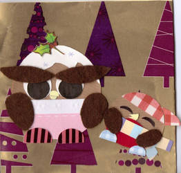 Owl themed Christmas Card