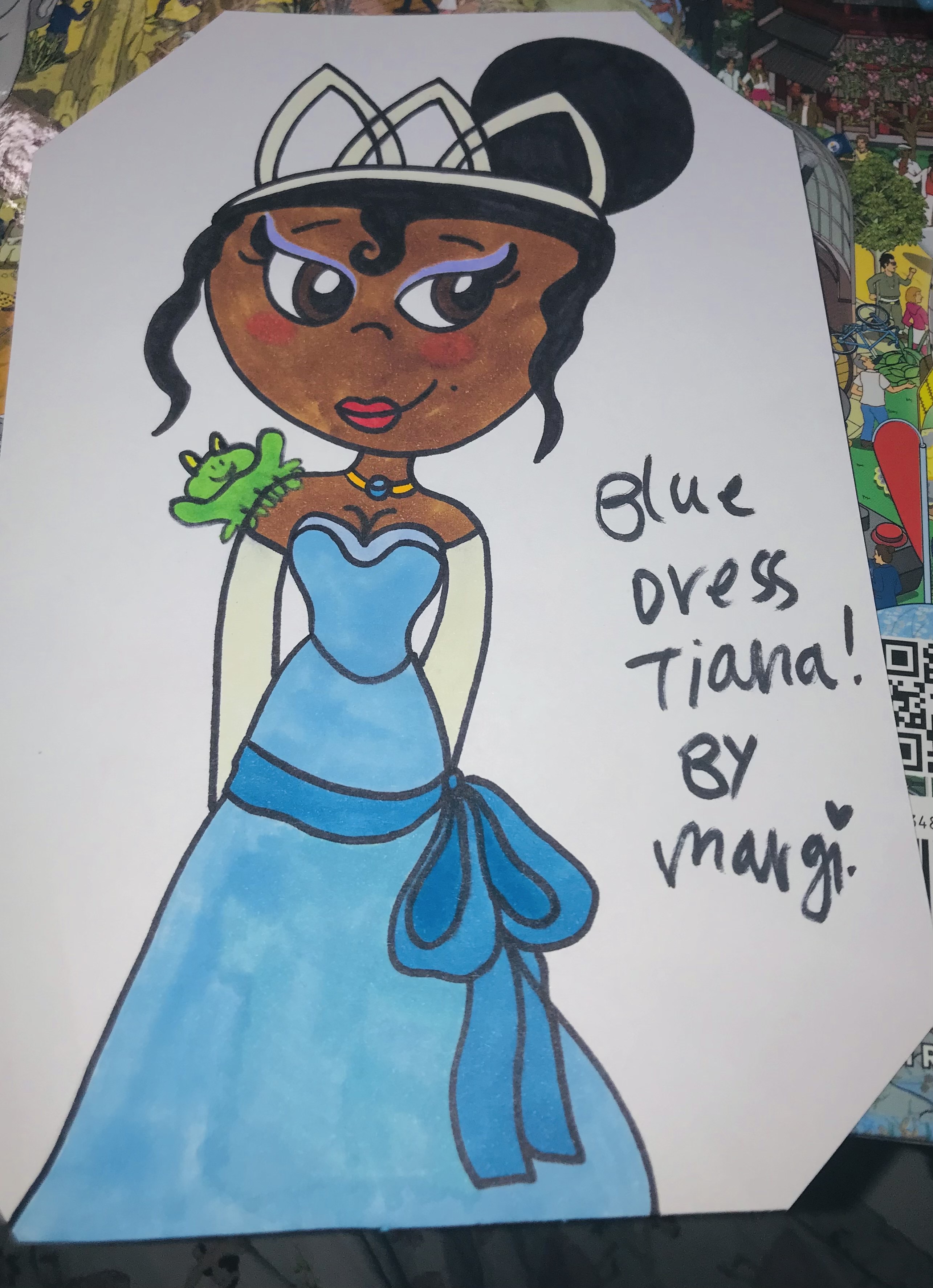 blue dress tiana Seahorses Lace-Up Back Sleeveless Straight hemline Disney Princess Tiana Wishing Dress