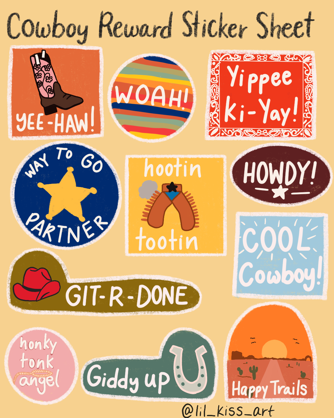 Random Cowboy Sticker Cowboy Reward Stickers by lilkissart on DeviantArt