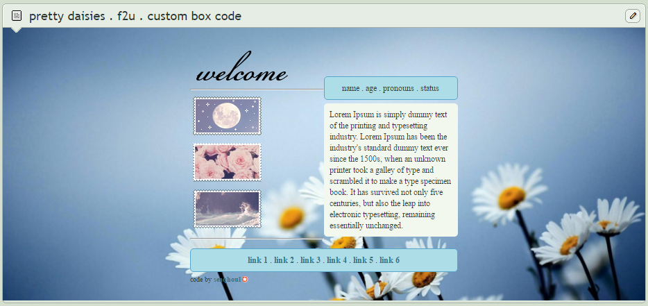 pretty daisies . f2u . custom box code