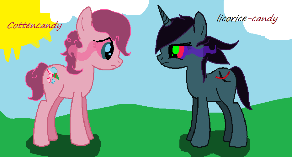 The pony sisters Cottencandy and Licorice-candy