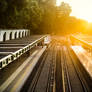 Railroads at sunset