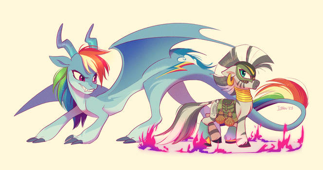 Zecora and the Rainbow Dragon (Imalou)