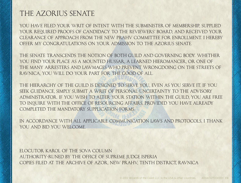 Azorius Letter of Recommendation by YGOmaniac on DeviantArt