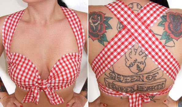 Red gingham 40's style top