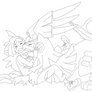 Gladion and Silvally (lineart)