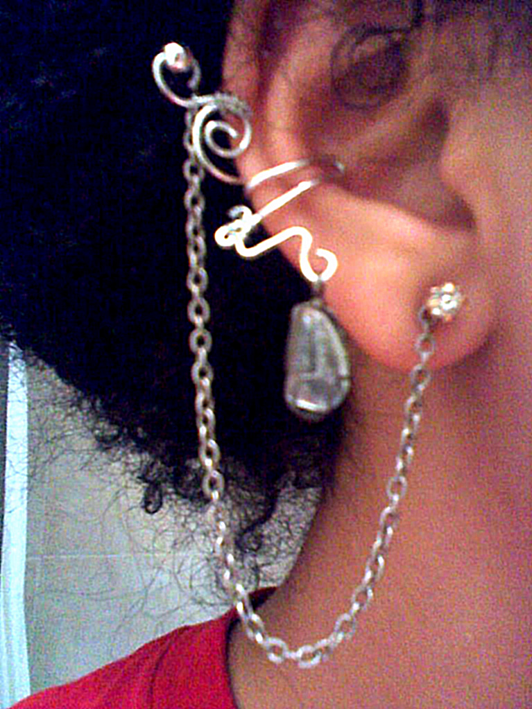 Stormy gray ear cuff