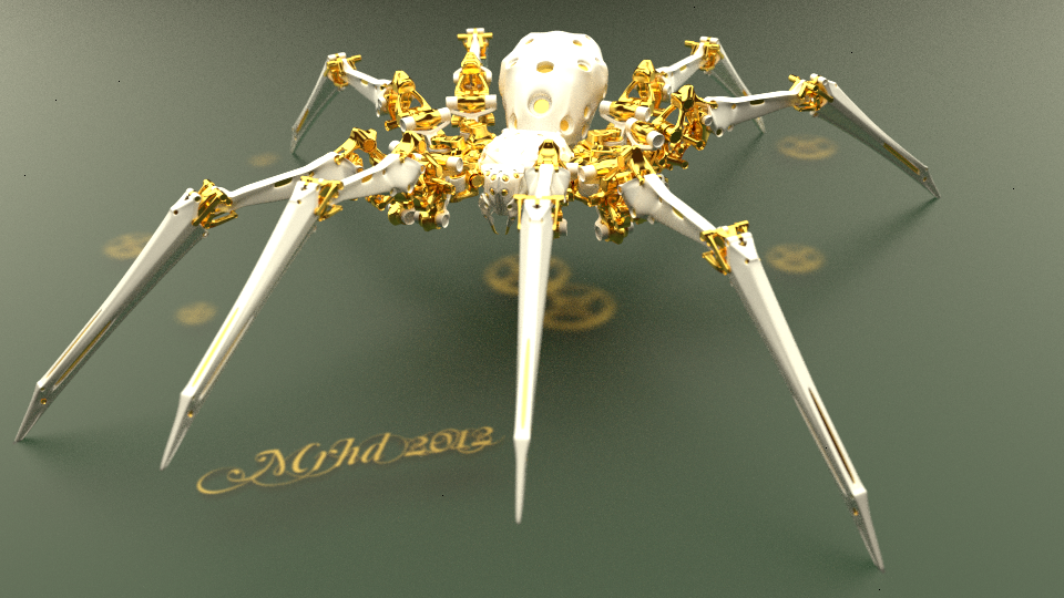 golden mechanical spider