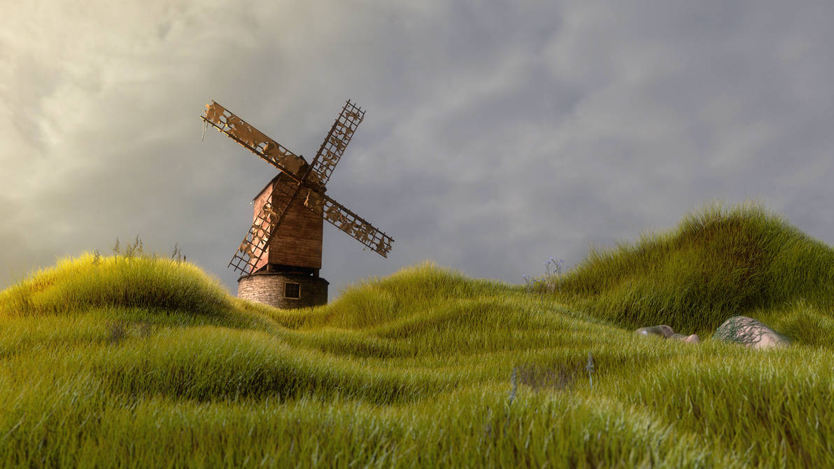 Поле берг. Ветряная мельница Чарльза Браша. Ветряные мельницы в Нидерландах.
