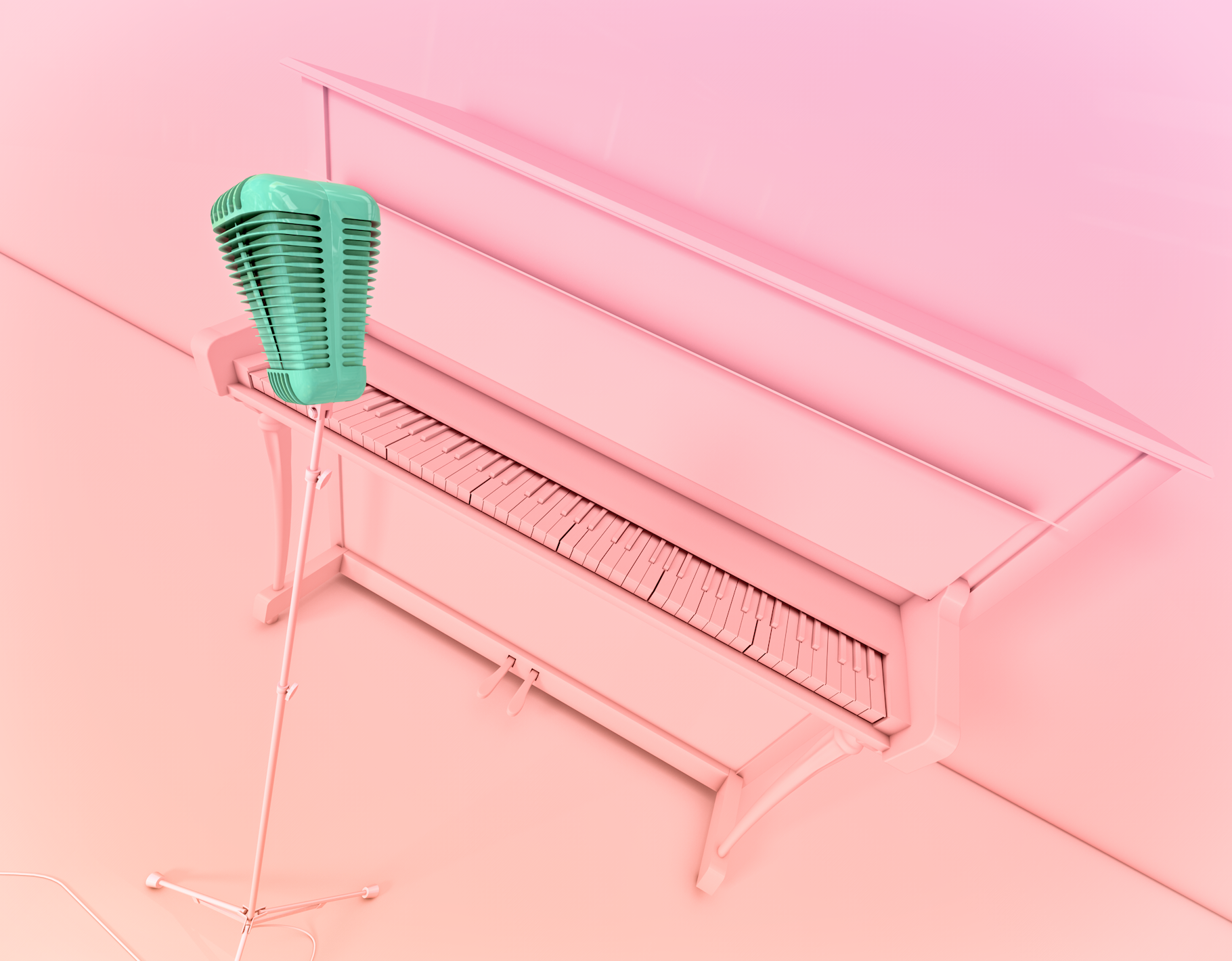 Pink Stage Piano Microphone in Cinema 4D