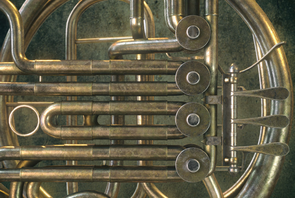 Old Rustic French Horn (Cinema 4D V-Ray Painter)