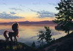 Pony at sunset