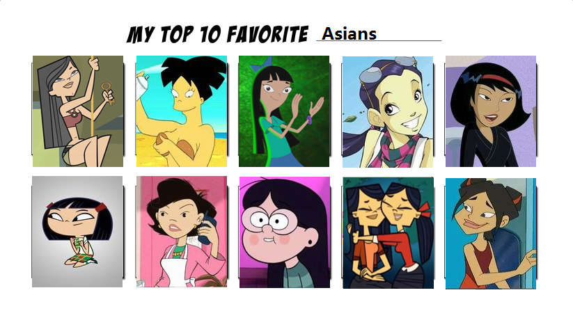 Top Ten Favorite Asians (Cartoon)