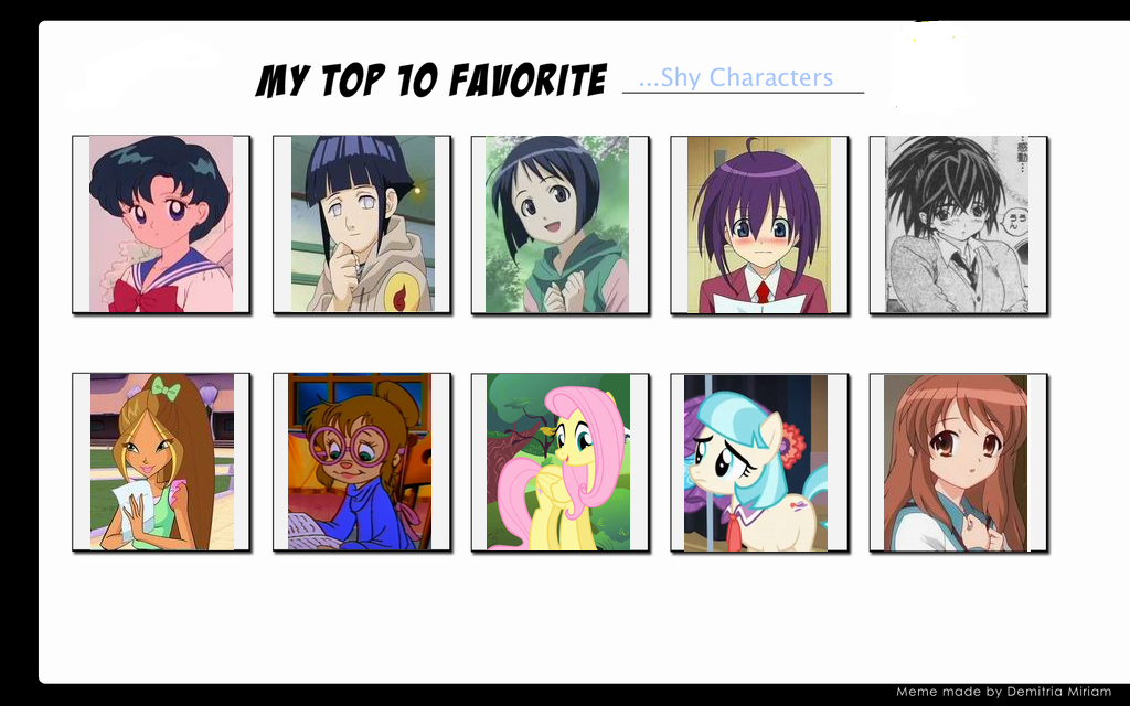 Top 10 Favorite Shy Characters