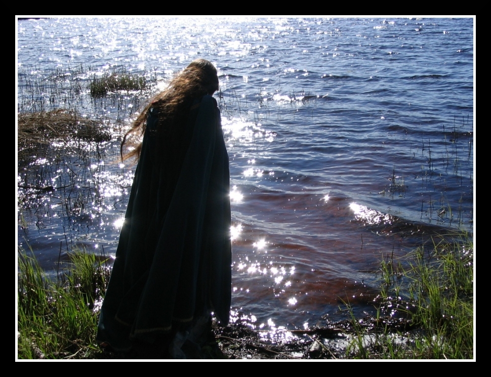 Figure next to lake