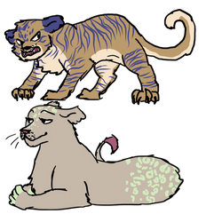 tiger cub and lioness adopts