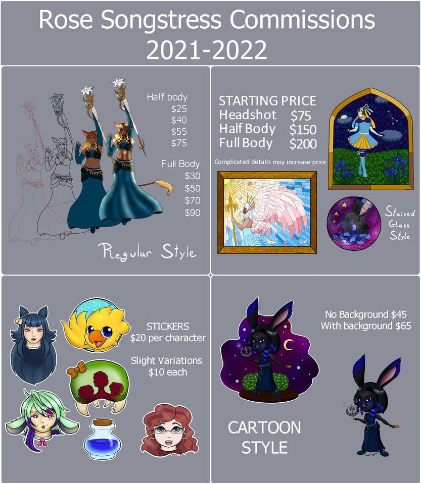 2021-2022 Commission Prices and samples