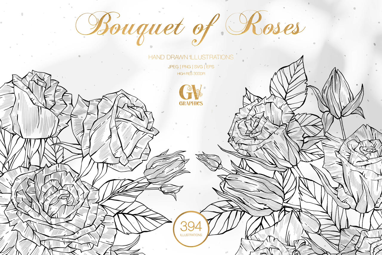 Bouquet of Roses Illustrations by GVGraphicsStore on DeviantArt