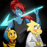 Undyne, Alphys and Monster kid (Undertale) Fanart