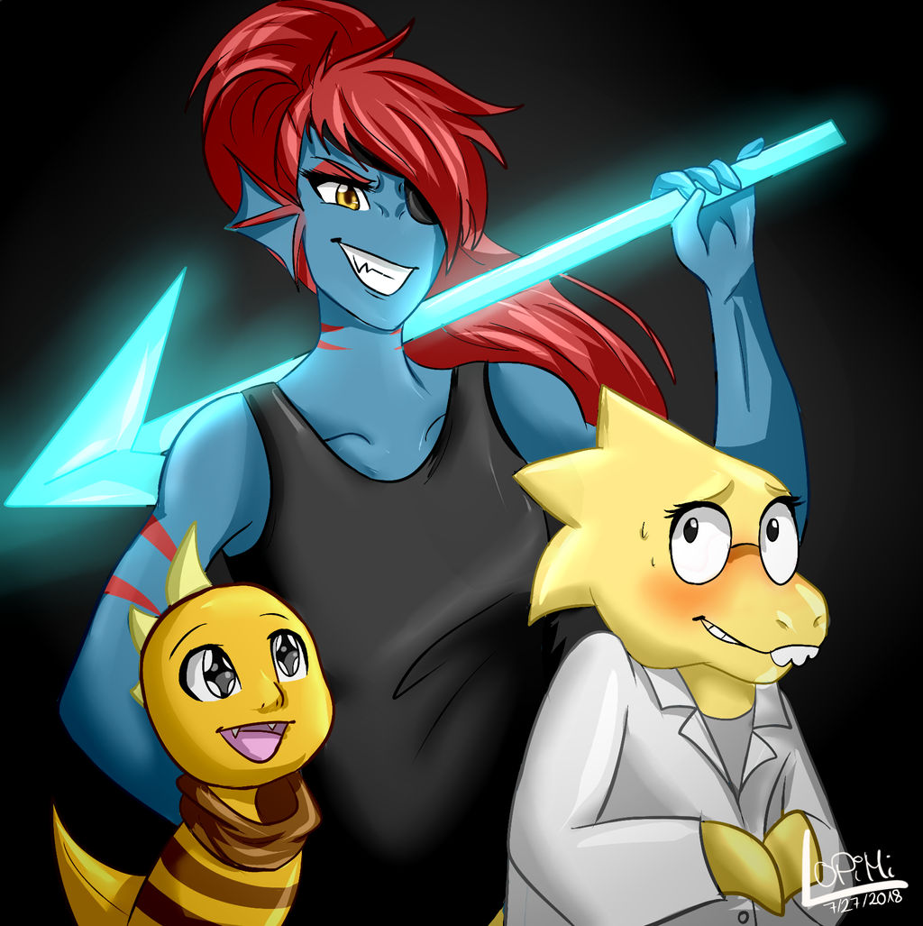 Undyne, Alphys and Monster kid (Undertale) Fanart by LoPiMi on DeviantArt