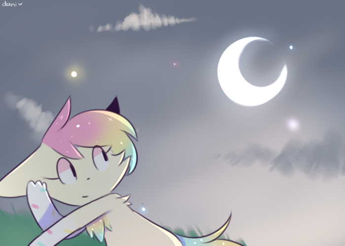 looks at moon