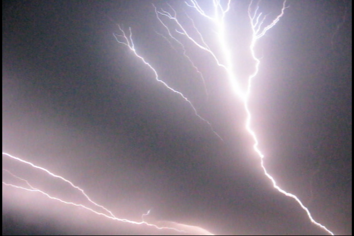 Double lightning  all the way across the sky