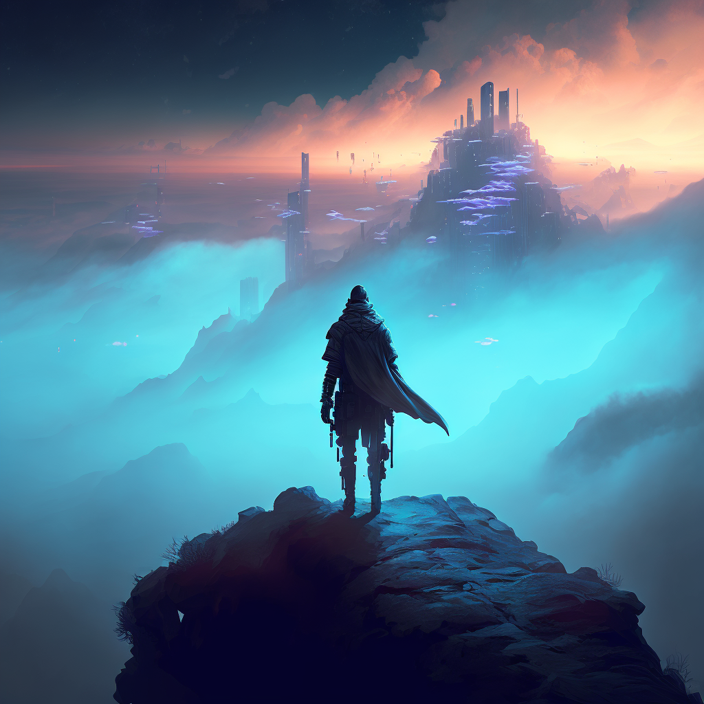 Cyberpunk Wanderer above the Sea of Fog by aurelius-ai-art on DeviantArt
