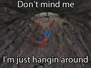 Spiderman thinks he's a ceiling fan (gif)