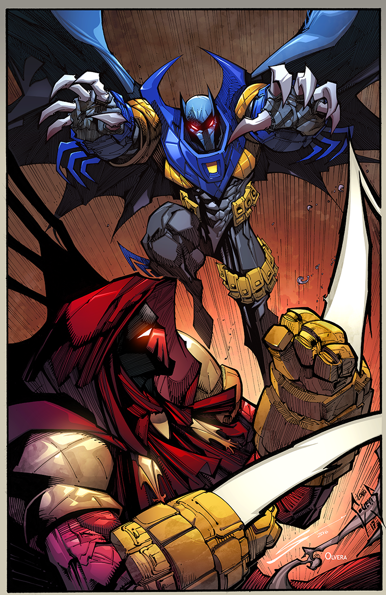 Azrael versus Azrael Batman by Sandoval colored by DanOlvera on DeviantArt