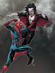 Spidey versus Morbius by Guile Sharp colored