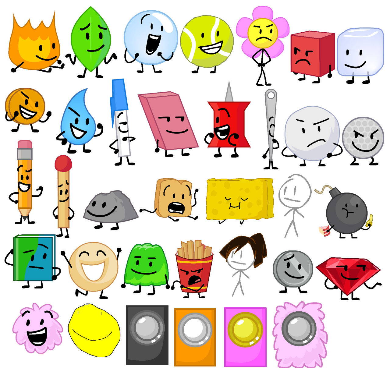 Battle for Dream Island - BFDI characters + Content-Aware Fill.