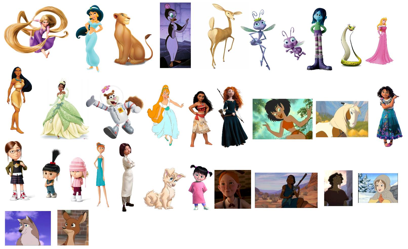 Animated Films Females Characters Part 2 by Estebanisawesome on DeviantArt