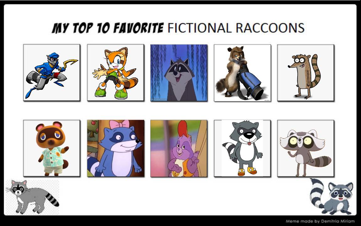 My top 10 Favorite Fictional Raccoons by Estebanisawesome on DeviantArt