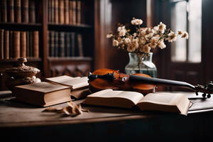 A Dusty Room With A Library Of Old Books, In The C