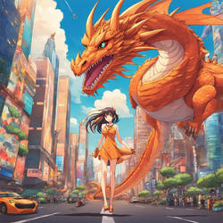 A Naked Woman Rides A Dragon In A Street Bordered 