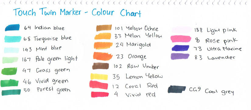 TOUCH Twin Marker Color Chart 204 Colors : r/GoodNotes
