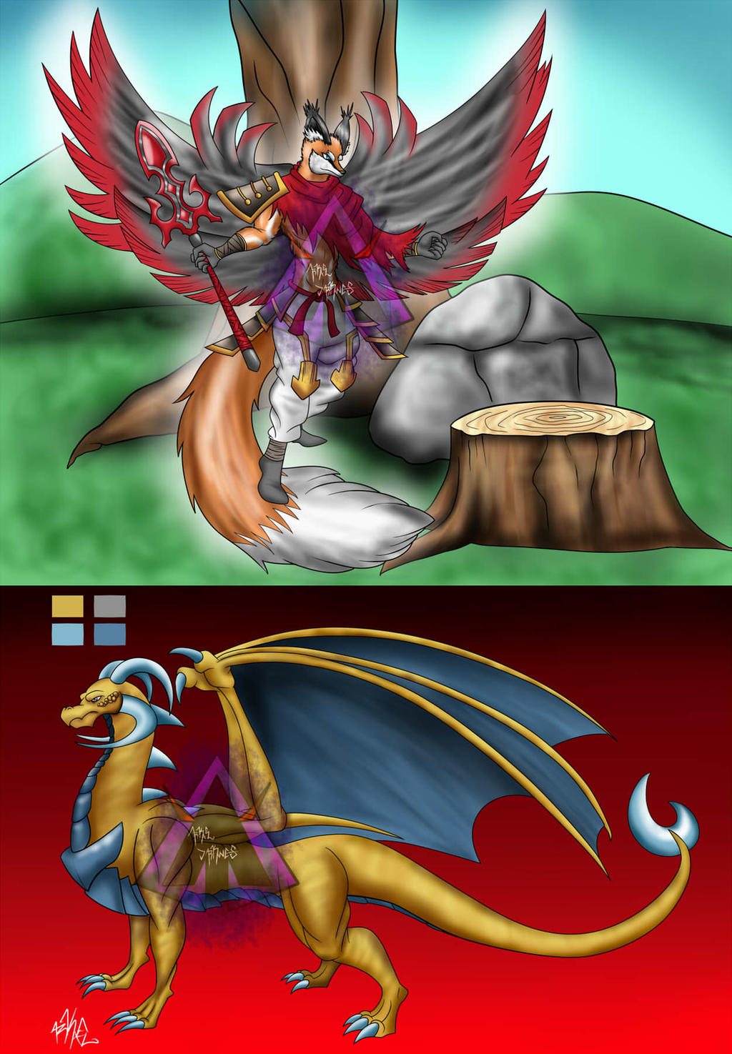 Fox Dragon Deviantart Commissions PhoxFyre37 Dragon and Fox by ArkaDark on DeviantArt