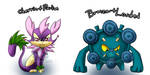 Pokefusions Cherrim+Purrlion, Bronzor+Loudred by ArkaDarkArtist